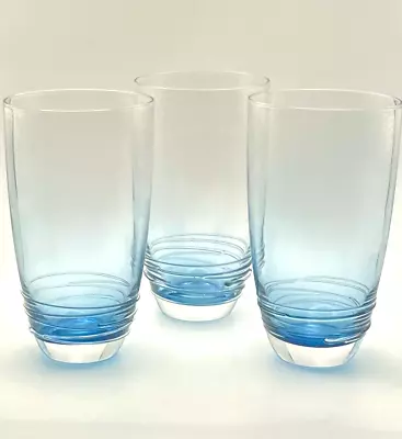 3 Mikasa Cobalt Swirl Highball Glass Cobalt Blue Molded Glass Swirls Tumbler • $30