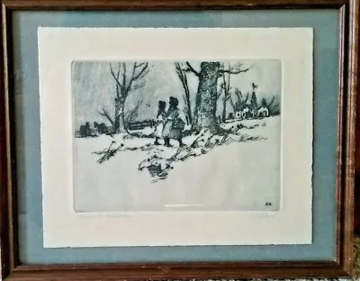 Framed Blue Print  Going To Grandmas  Signed Ed Gifford 11.5  By 9.5  • $32.55