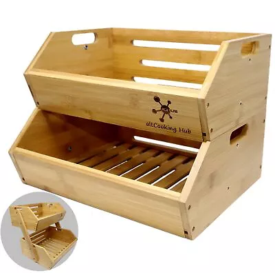 Bamboo Storage Bin - Multipurpose Open Front Stacking Bins For Kitchen & Pant... • $53.95