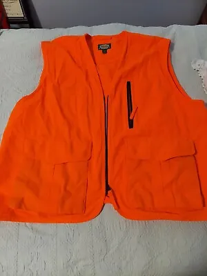 Cabela's L Blaze Orange Acrylic Zip Up Hunting Vest W/ 3 Outer 3 Inner Pocket • $28