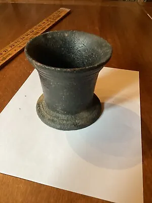 ANTIQUE CAST IRON MORTAR  PRIMITIVE  Weighs 4 Lbs. 4 1/4 X 4 1/4 • $29.99