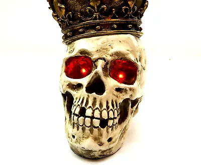 Skeleton Skull With Gold Crown And Glowing Multi Colored Eyes ~ Battery Operated • $17.99