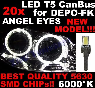 N° 20 LED T5 6000K CANBUS 5630 Headlights Angel Eyes DEPO FK VW Golf MK3 1D7US 1 • $30.02