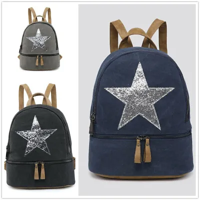 £23.99 • Buy Womens/Girls Canvas Star Backpack Designed Fashion Rucksack Travel Bag