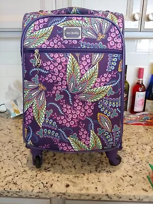 Vera Bradley Purple Rolling Suitcase 22  Wheels Fine Batik Leaves • $65