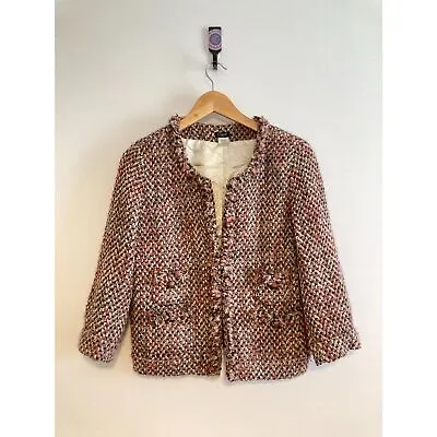 J. Crew Tweed Wool Pink And Brown Blazer Size 4 • $70