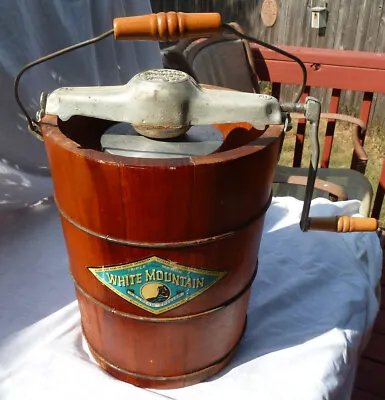 Vintage Ice Cream Freezer By White Mountain Hand Crank 4 Qt Natural Wood • $158.94