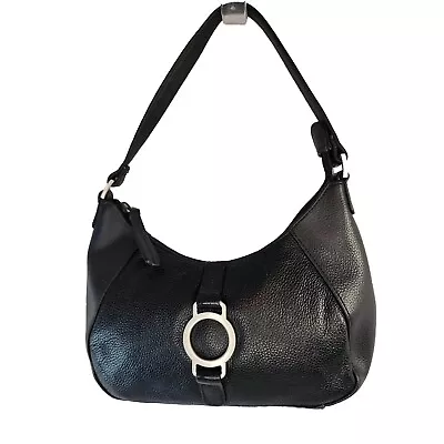 Mossimo Hobo Shoulder Bag Purse Black Pebbled Leather Zip Silver Tone Hardware  • $21.77