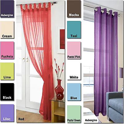 £6.75 • Buy Voile Net Tab Top Curtain Panels & Linen Eyelet Ring Top Panels + Tieback