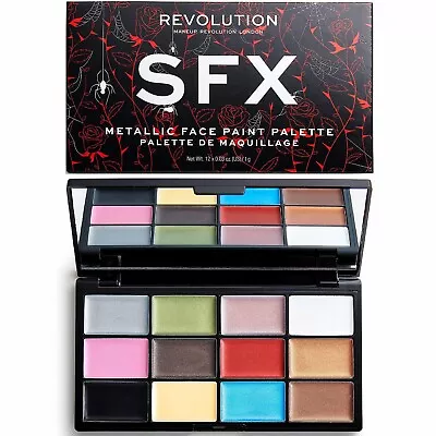 Revolution Face Paint Palette Set Kit Halloween SFX Metallic Body Makeup Vegan • £7.95