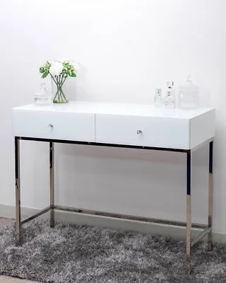 £149.99 • Buy Glass Mirror Dressing Table 2 Drawer Venetian Bedroom Furniture Vanity White