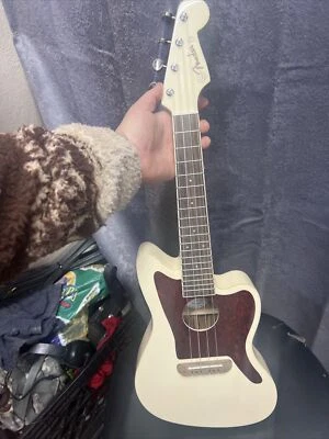 $175 • Buy Fender Fullerton Jazzmaster JZM UKE OLW Ukulele Olympic White Acoustic Electric