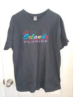 Orlando Florida Embroidered W/ Mickey Mouse Ears Short Sleeve Crew Neck Tshirt L • $18