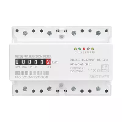 AC Energy Meter 3 Phase 4 Wire 3x230V/400V 10(100)A 50/60Hz Din Rail KWh Monitor • $38.37