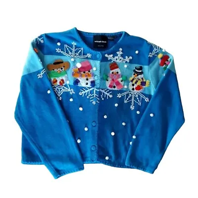 Vintage Michael Simon Snowman Themed Christmas Sweater Size XL • $100