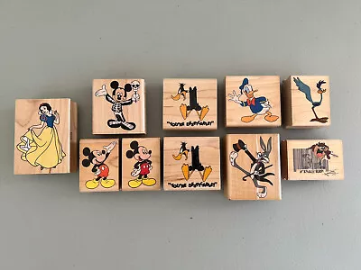 DISNEY MICKEY MOUSE LOONEY TUNES RUBBER STAMPS Lot Of 10 • $28.99