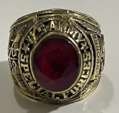 Vintage Ring US ARMY SPECIAL FORCES RED Stone Vietnam War Era • $30.99