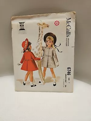 1960’s Vintage McCall Pattern 6746 Child Rare Little Girl Coat  Sz 3   • $8