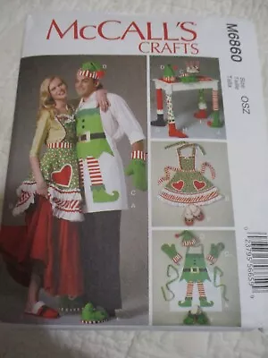 McCalls M6860 Uncut Pattern Christmas Aprons Elf Table Decorations Sewing Craft • $10