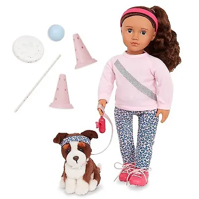 Our Generation Natalia & Nillie 18  Doll & Pet Training Set • $11.99