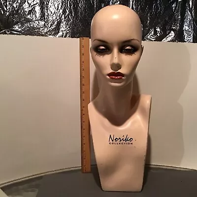 Vintage Resin/ PlasticMannequin Bust Head Shoulder TALL Noriko Eyelashes 20” • $30