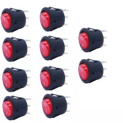 10x Snap-in AC110V 10A Lighted Round Rocker Toggle Switch SPST ON-Off 3 Pin C269 • $8.99