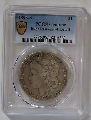 1893-S Morgan Silver Dollar - PCGS FINE Details Edge Damaged - Key Date! • $4299