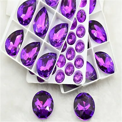 Grape Purple Beads For Jewelry Making  Strass Crystal  Glass Stones All Shape • $7.19