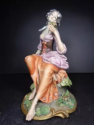 Capodimonte Bruno Merli - Seated Busty Lady With Flowers • £49.99