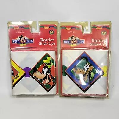 Lot Of 2 Disney Mickey Mouse Wall Border Stick-Ups 15' X 5  Minnie Donald Goofy  • $21.99