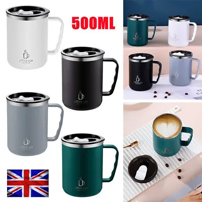 500ml Stainless Steel Thermos Mug Tea Coffee Thermal Cup Insulated Travel Mug • £6.99