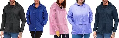 Plain Rain Coat Showerproof Kagoule Jacket Lightweight Adults Kagool Water Proof • £10.75