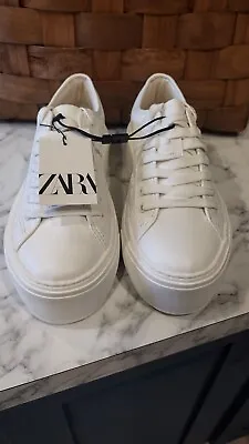 Zara New White Atlantic 2 Inch Platform Casual Sneakers US 9 EUR 40 UK 7 • $29.99