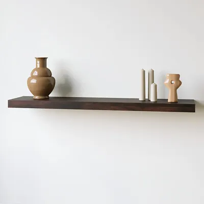 Solid Dark Mango Wood Floating Shelf - Wall Shelves - Dark Brown Colour • £78.36
