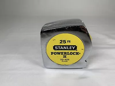 Vintage Stanley Powerlock II 25' Tape Measure Model 33-425 Yellow Tape USA Made • $5.99