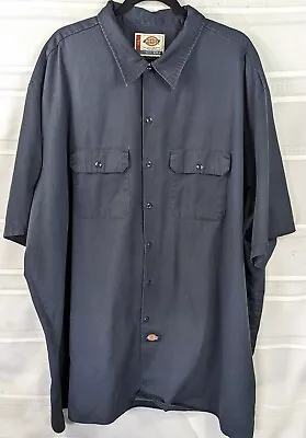 Vtg Dickies Work Shirt 4XL Navy Blue Twill Short Sleeve Button Up Mechanic Y2K  • $14.99