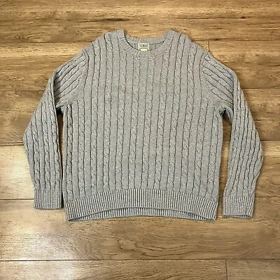 Men’s Size XL LL Bean Cotton Cable Knit Crew Neck Sweater Gray Long Sleeve • $0.99