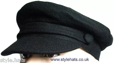 Fiddler Breton Sailor Captain Cap 60s Vintage Style Hat Wool By G&H Hats Black • £17.99