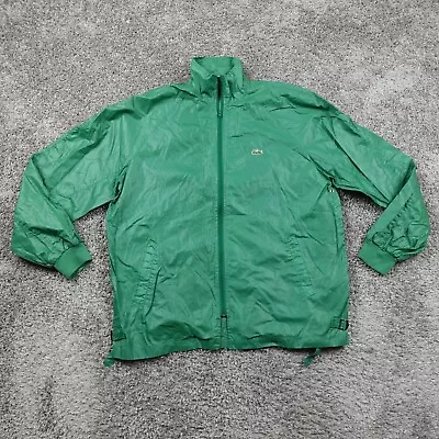 Vintage Lacoste IZOD Jacket Mens Large Rain Coat Full Zip Windbreaker Logo Green • $24.87