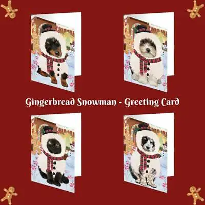 Christmas Gingerbread Snowman Dog Cat Pet Photo Lovers Greeting Invitation Card • $43.99