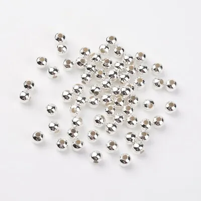 £2.49 • Buy 100pcs Silver Plated Spacer Beads 4mm Jewelry Making Findings DIY