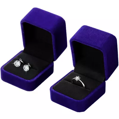 10Pcs Velvet Ring Boxes Royal Blue Earring Pendant Jewelry Display Case Gift Box • $16.99