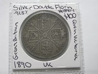 1890 Silver Double Florin Great Britain Queen Victoria English Coin   #1890.1 • $65.24