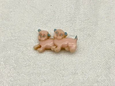 Vintage 1950's Child Plastic Celluloid Hair Clip Barrette Pink Piggy Or Puppies • $13.99