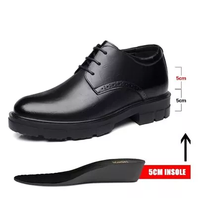 Heighten 8/10CM Man Platform High Heel Shoes Man Formal Leather Business Shoes • $79.28