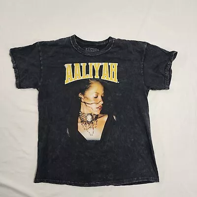 Aaliyah T-Shirt Mens M/L Black Acid Wash 100% Cotton Crew Neck Short Sleeve • $9.75