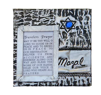 Silver Metal Car Mezuzah Travelers Prayer ' Mazal ' Star Of David From Israel  * • $11.56