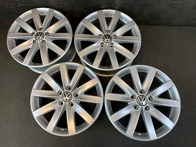 $795 • Buy (4) VW Volkswagen Golf Jetta Silver Metallic Powder Coat Wheels Rims + Caps 17 