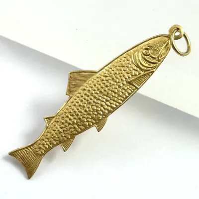 Fish Charm Necklace Pendant Brass Metal Stamping Jewelry • $14.99