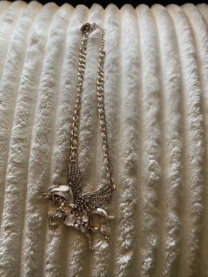 $135.99 • Buy NWT - Betsey Johnson RARE Rhinestone Large Unicorn Pegasus Necklace